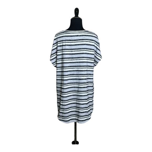 Lou Gray white gray stripes cap sleeves front knot hi low top size Large - Picture 2 of 8